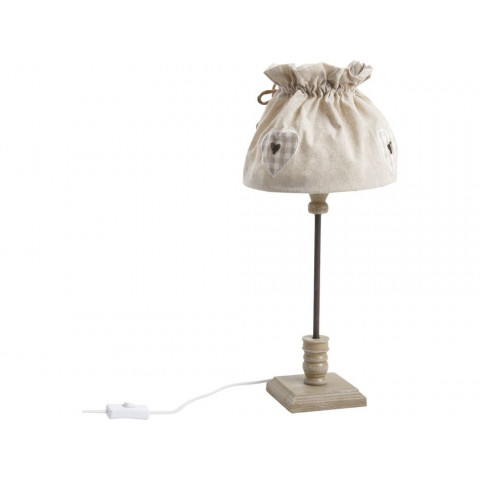 Lampe de chevet en bois et coton écru