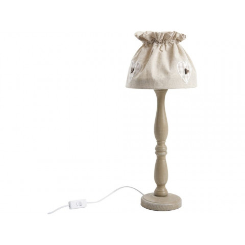 Lampe à poser en bois et coton écru