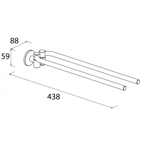 Porte serviette double pivotant à fixer au mur en laiton chromé serie miami
