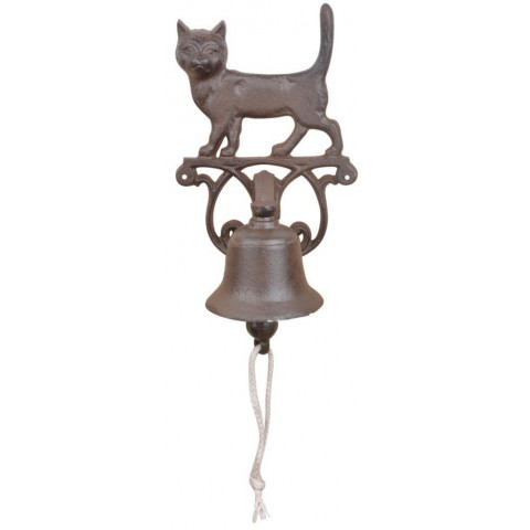 Cloche murale en fonte avec animal décoratif chat