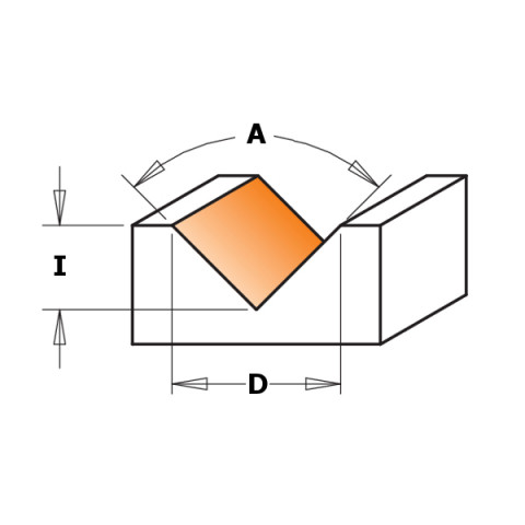 FRAISE POUR RAINURES EN V 90° HW Z2  S=8 D=17x8.5x53 DR 665.170.11
