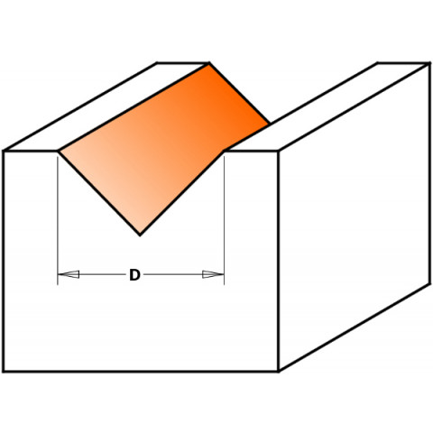 FRAISE À RAINURER EN V"   HW   90°    S=12,7   D=38X28,5X70    DR" 815.880.11