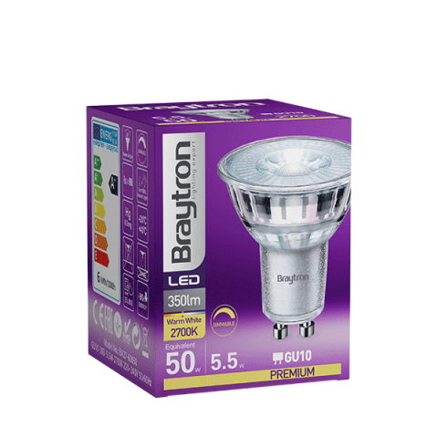 Lot de 10 ampoules led gu10 5.5w (eq. 50w) 2700k 38° dimmable