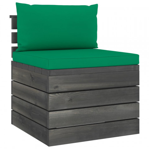 Canapé de milieu palette de jardin bois de pin avec coussins - Couleur des coussins au choix