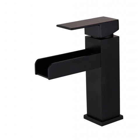 Robinet lavabo mitigeur moderne avec bec en cascade en noir solide