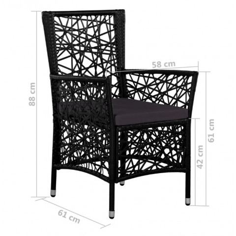 Mobilier de jardin 8 places - Résine tressée noir