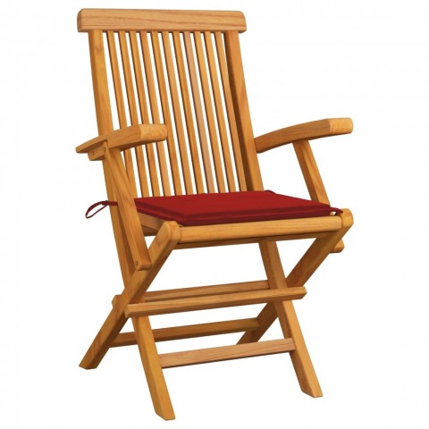 Chaises de jardin bois de teck massif avec coussins - Couleur des coussins et nombre de chaises au choix