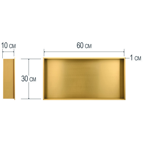 Niche de rangement en inox à encastrer spécial douche 60x30x10 finition gold by Eurosanit