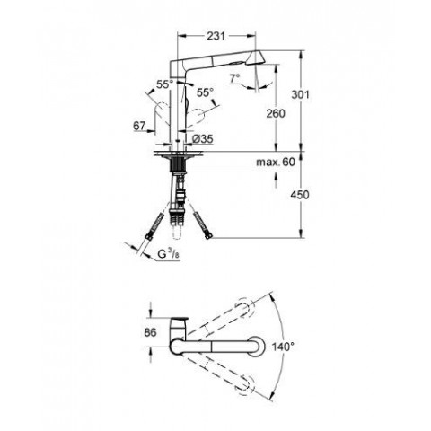 Grohe k7 mitigeur évier finition acier brossé 32176dc0 (import allemagne)