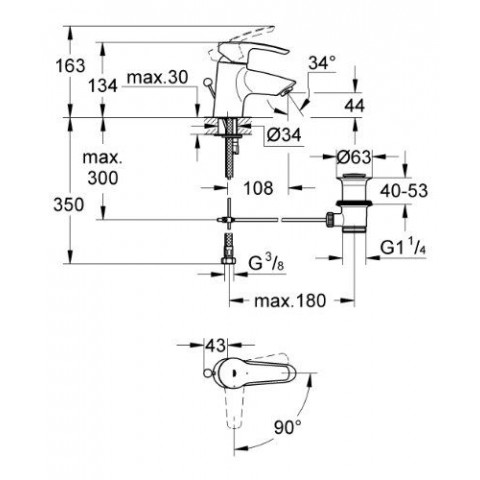 Grohe eurostyle mitigeur lavabo finition chromée 33549001 (import allemagne)