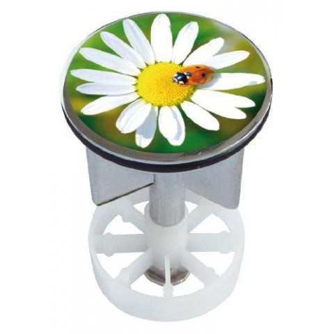 Sanitop-wingenroth clapet métallique pour lavabo à réduction excentrée 38 mm motifs fleur et coccinelle