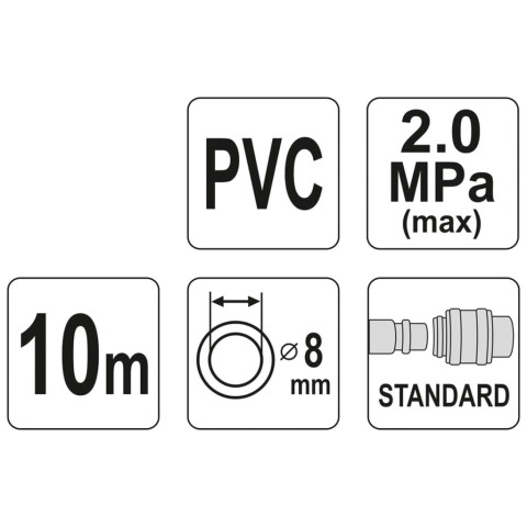 Tuyau d'air avec raccord pvc 8 mm x 10 m bleu