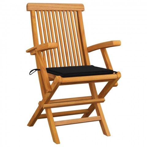 Chaises de jardin bois de teck massif avec coussins - Couleur des coussins et nombre de chaises au choix