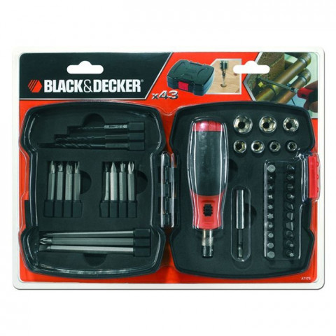 Black & decker a7175 kit cliquet manuel avec embouts 43 pièces