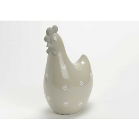 Poule en terre cuite grise académique