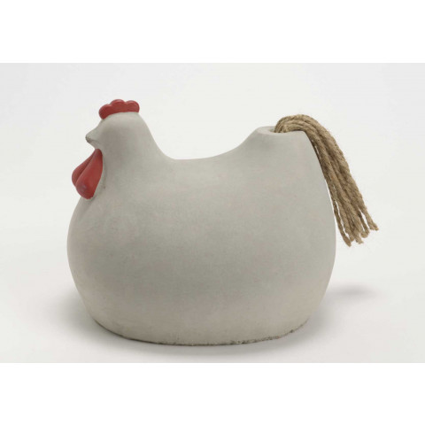 Poule deco en pierre et corde grand modèle