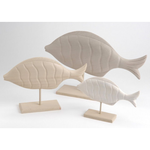 Statuettes en bois poisson (lot de 3)