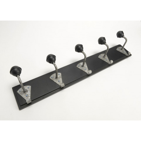 Patère bois et métal noir edgard 5 crochets