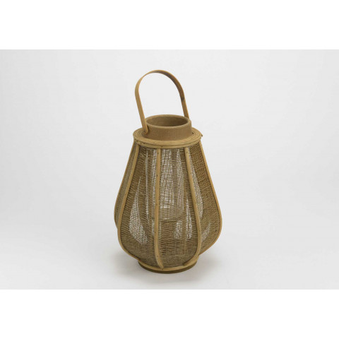 Lanterne bois de rotin naturel