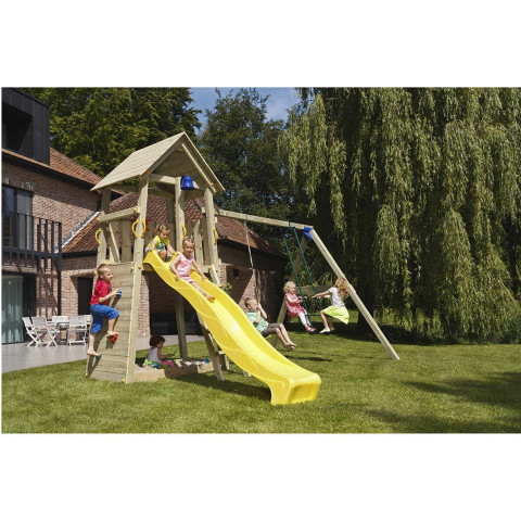 Aire de jeux en bois belvedere avec balançoires
