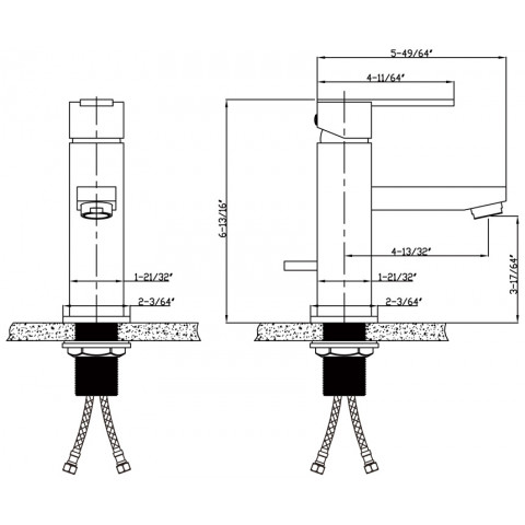 Robinet de lave-mains nickel brossé classique aux lignes rectilignes bec longueur moyenne et droit