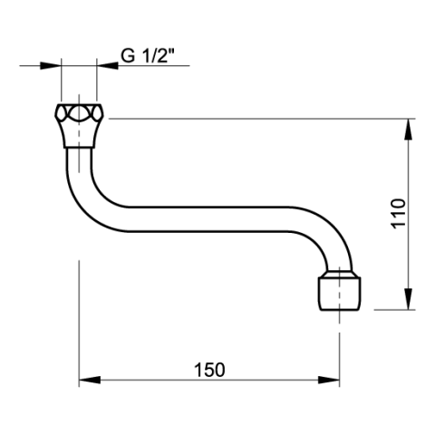 Bec par dessous-f 1/2-l = 150 mm- aerateur - PRESTO - 70062