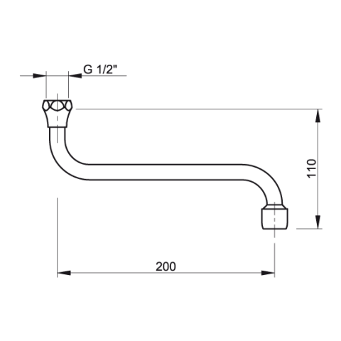 Bec par dessous 1/2-l = 200 mm- aérateur - PRESTO - 70063