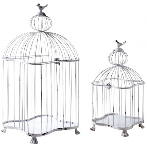 Cages en métal laqué blanc (lot de 2)
