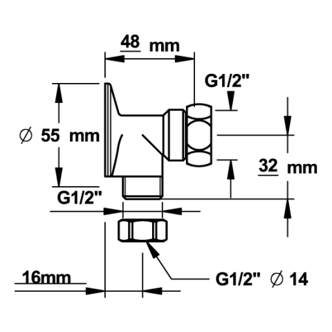Applique équerre à patte à vis - M1/2XF1/2 - PRESTO - 70224