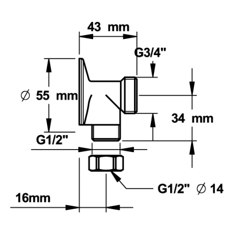Applique équerre à patte à vis - M1/2XM3/4 - PRESTO - 70229