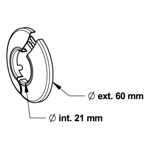 Rosace articulée pour robinetterie sanitaire - Diamètre extérieur : 60 mm - Diamètre intérieur 21 mm - PRESTO - 70333