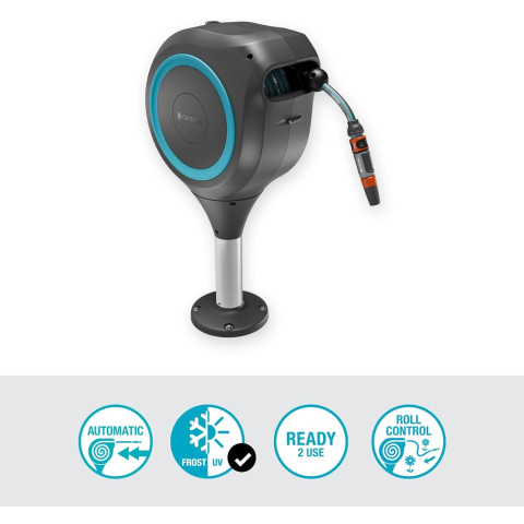Dévidoir automatique pour terrasse RollUp S - 15 m - GARDENA - Bleu turquoise - 18605-20
