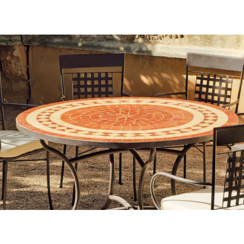 Table ronde mosaïque et fauteuils lorny bergamo