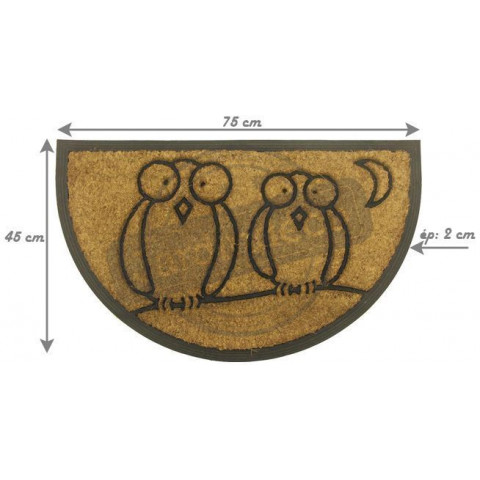 Paillasson demi-lune hiboux 75x45cm