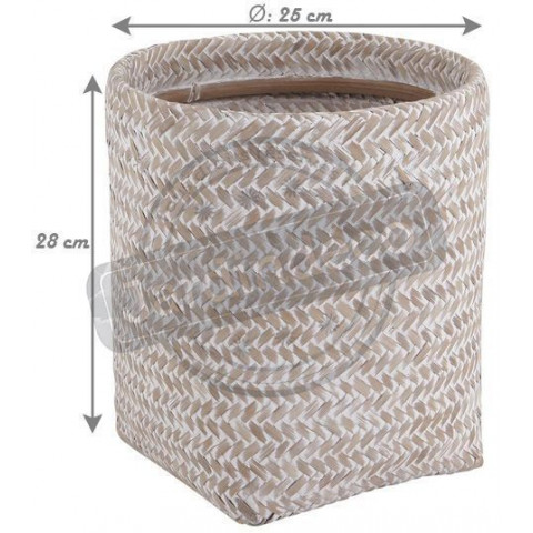Poubelle ronde en bambou blanc