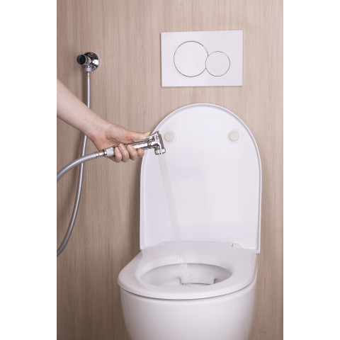 Kit hygiène wc avec douchette et alimentation encastré, support intégré au robinet
