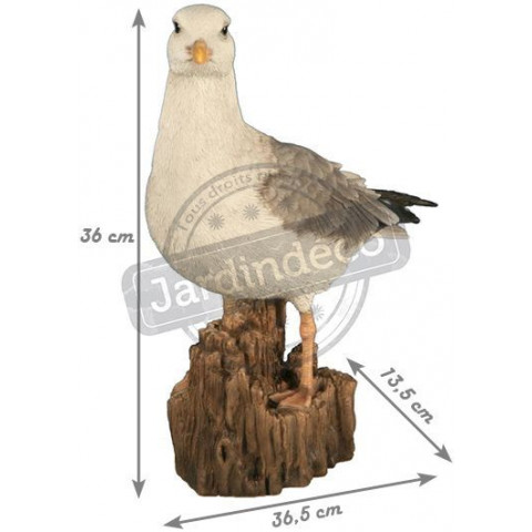 Mouette sur son rocher en résine 36 cm