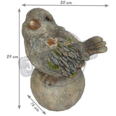 Oiseau sur sa pierre en résine 29 cm