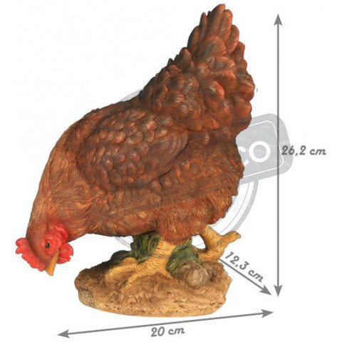 Poule en résine picorant 26 cm