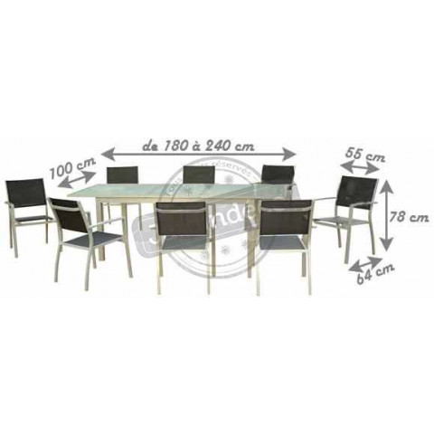 Salon de jardin 8 personnes en aluminium grecio