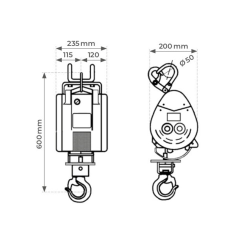 Treuil à câble électrique les-m500 500kg 2kw 220v monophasé stockman