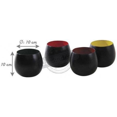 Photophores ronds en métal intérieur émaillé (lot de 4)