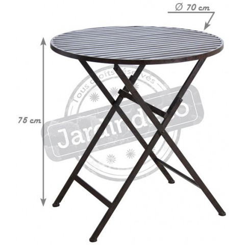 Table de terrasse pliante marron en métal vieilli