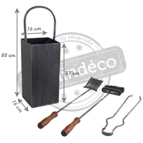 Serviteur de cheminée en fer forgé 3 accessoires