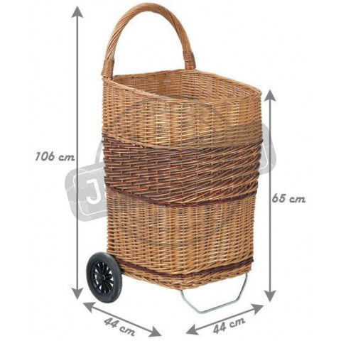 Chariot à bûches en osier sur roulettes osier clair