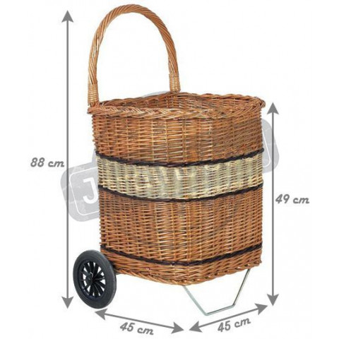 Chariot à bûches en osier buff bicolore