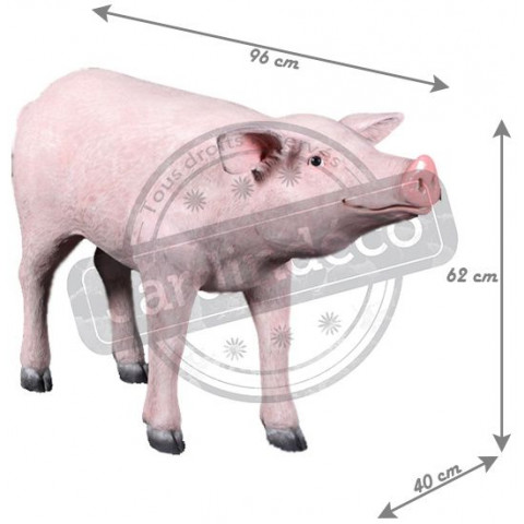 Cochon tête droite en résine 96 cm