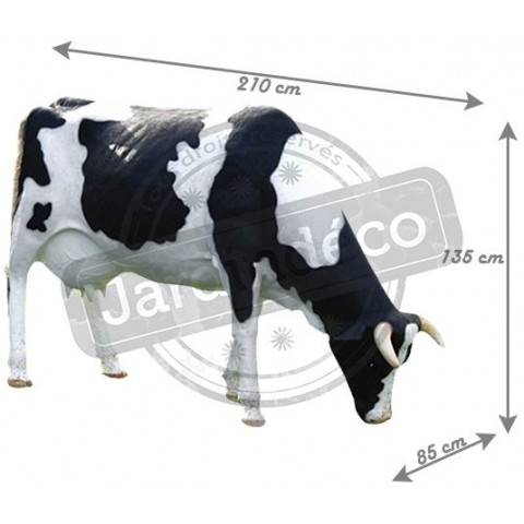 Vache tachetée tête basse en résine 210 cm