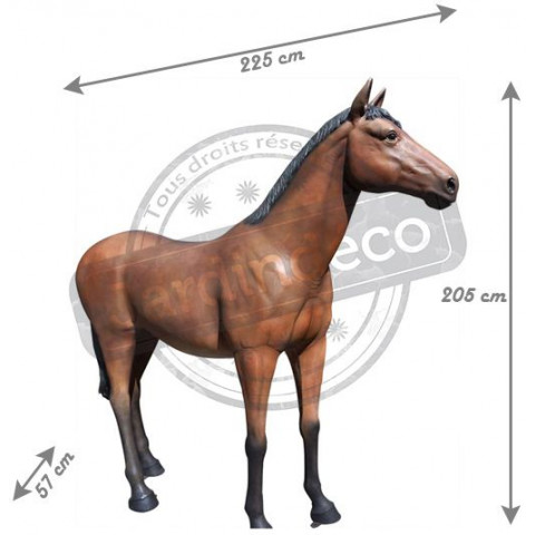 Cheval brun en résine 225 cm