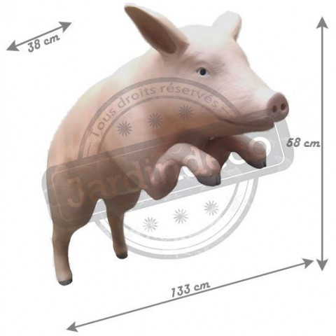 Cochon rose debout en résine 133 cm